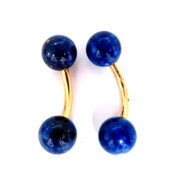 14kt gold 10mm lapis lazuli cufflinks